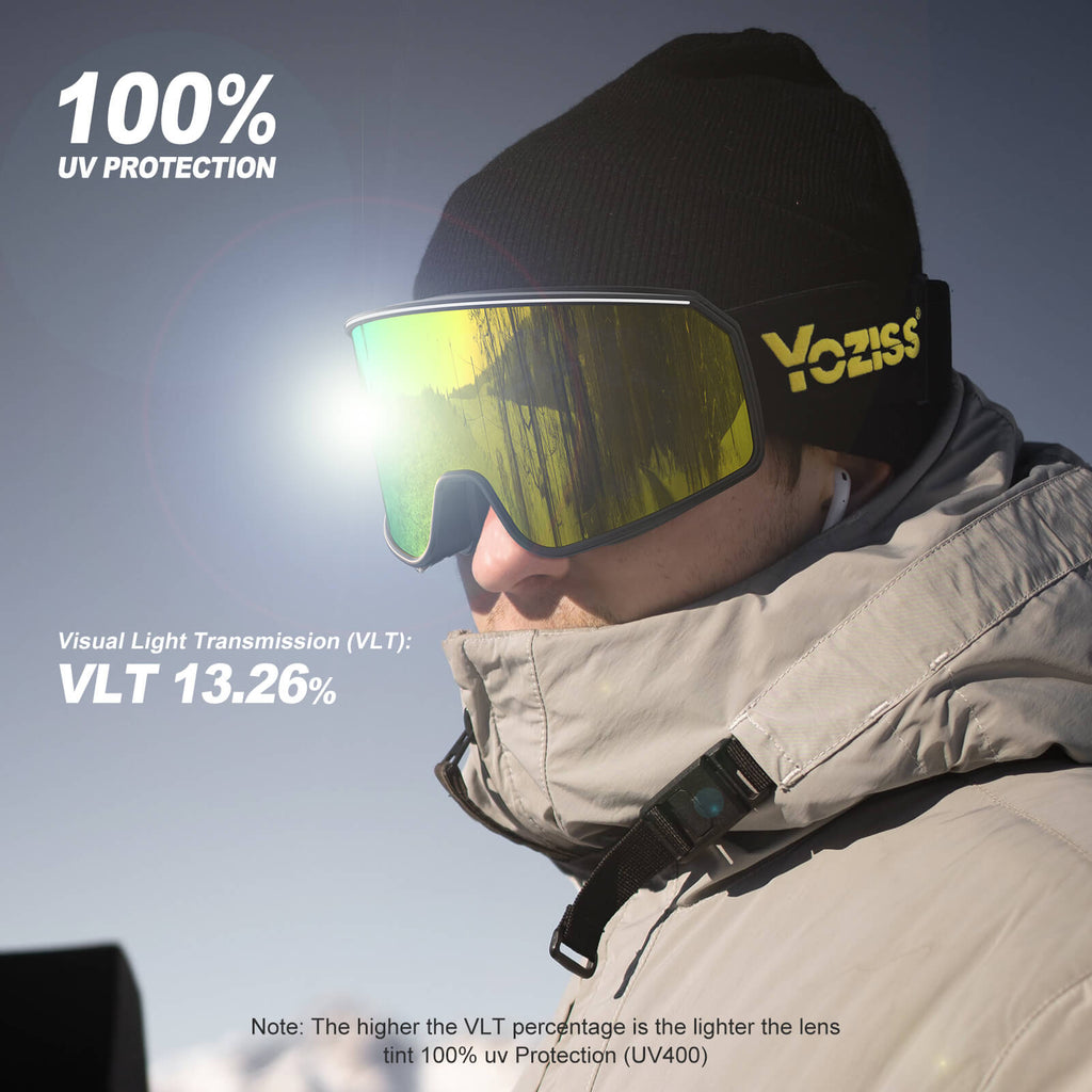 Yoziss OTG Ski Snowboard Goggles Yellow