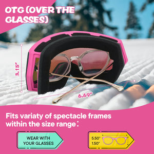 Yoziss Kids OTG Ski Snowboard Goggles Pink