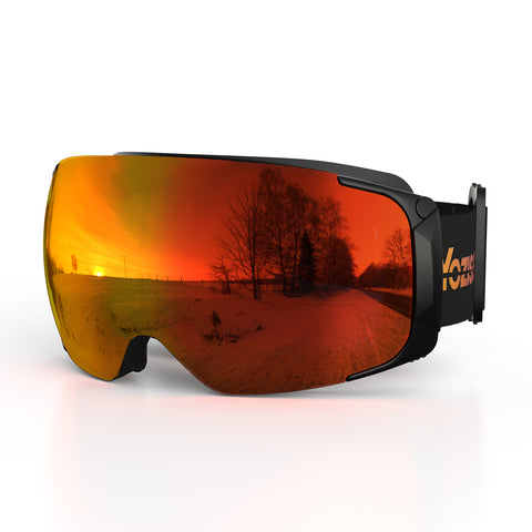 Yoziss Frameless Snow Goggles with Interchangeable Magnetic Lens Red