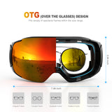Yoziss Frameless Snow Goggles with Interchangeable Magnetic Lens Red
