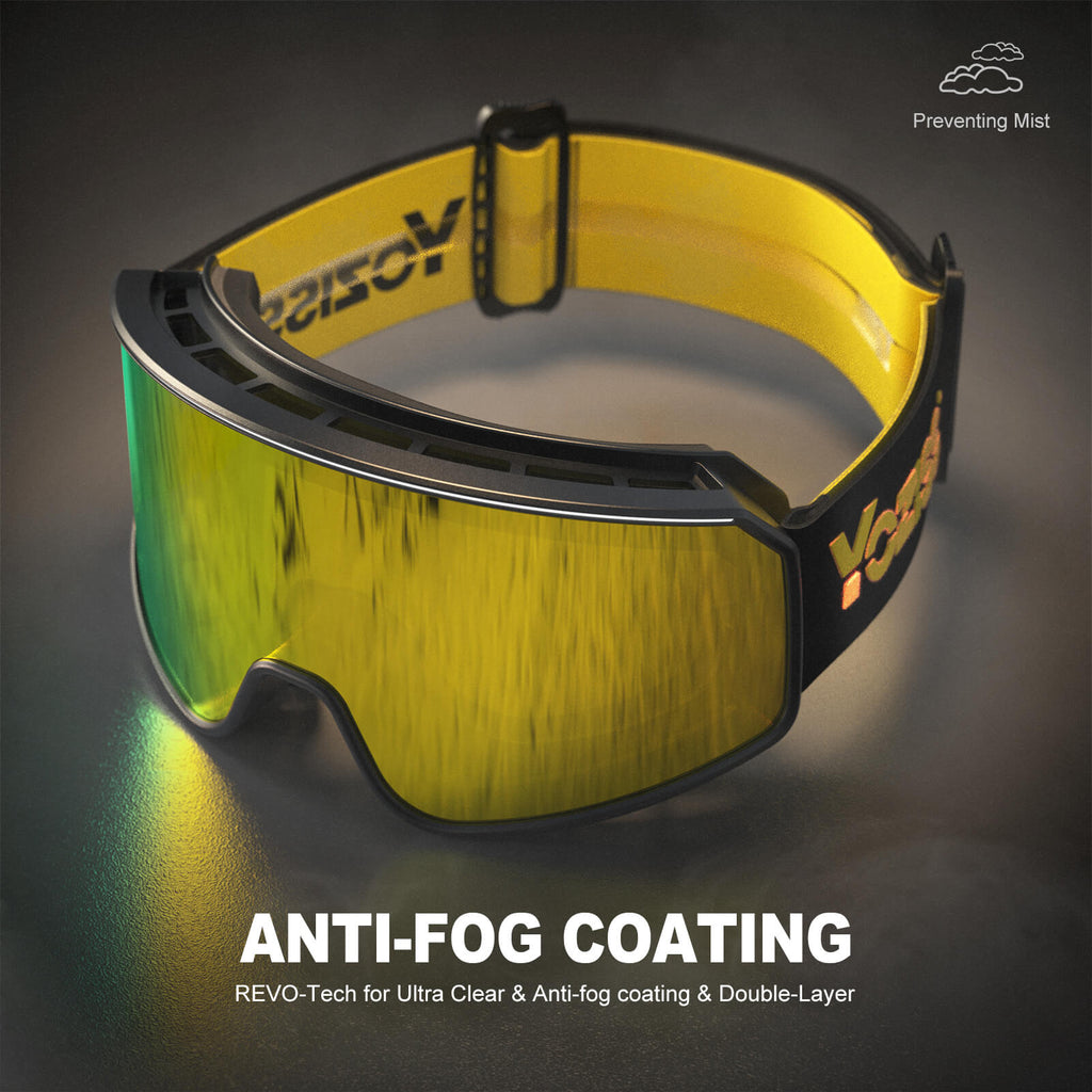 goggles yellow SG77-Y Cylindrical OTG Snowboard Goggles