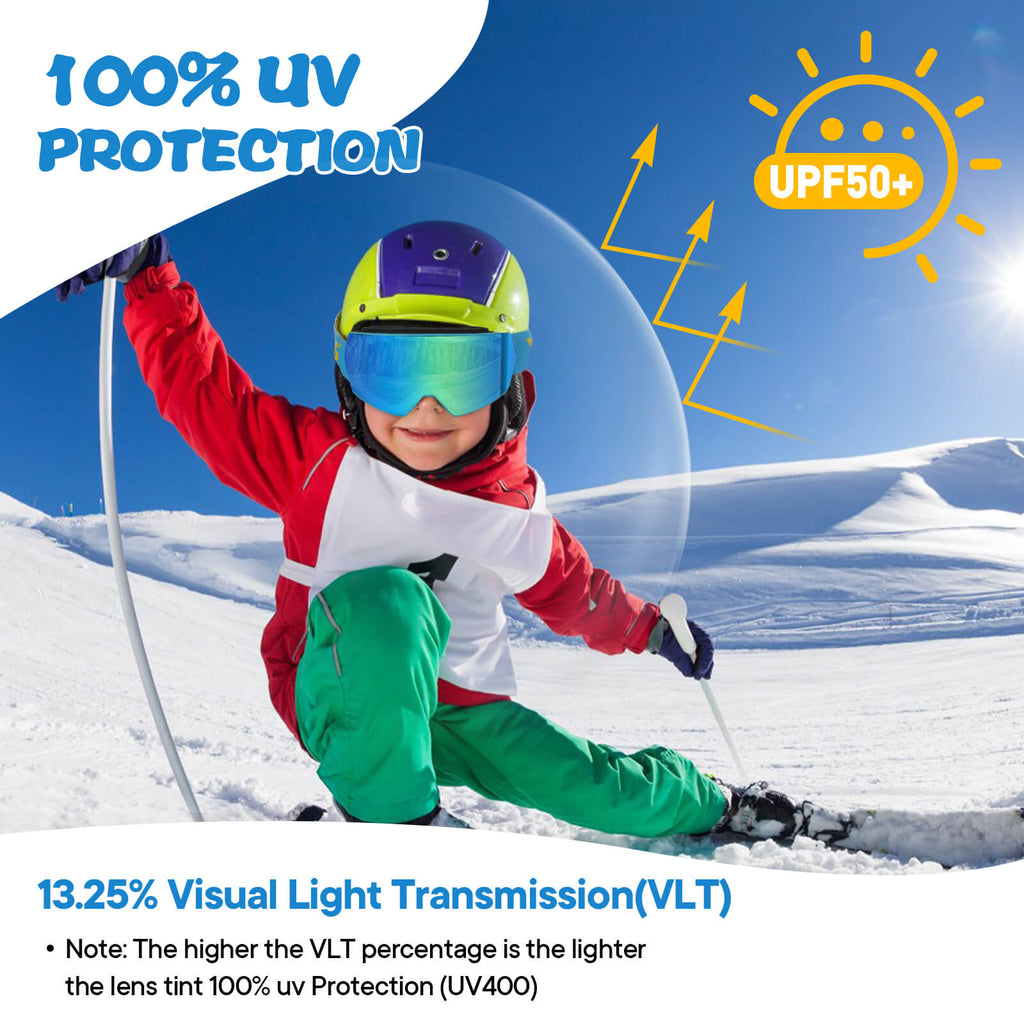 visible light transmission ski goggles SG75-L Kids OTG Ski Snowboard Goggles